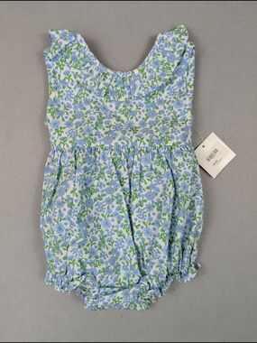 Little English Isabel Bubble Millbrook Floral Blue Green Girls Size 12 Months